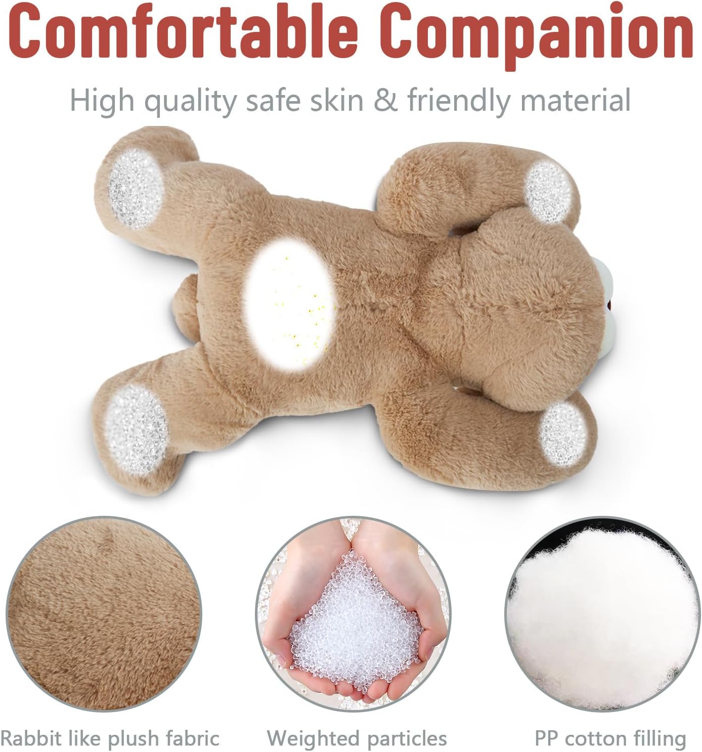 Niuniu Daddy 20" | 3.3 Pound Bunny Weighted Stuffed Animals for Kids Adults, Soft Rabbit Plush Animal Calming Toys for Sleeping, Cute Body Pillow for Presents Birthday Christmas Holiday Easter Gifts - Image 8