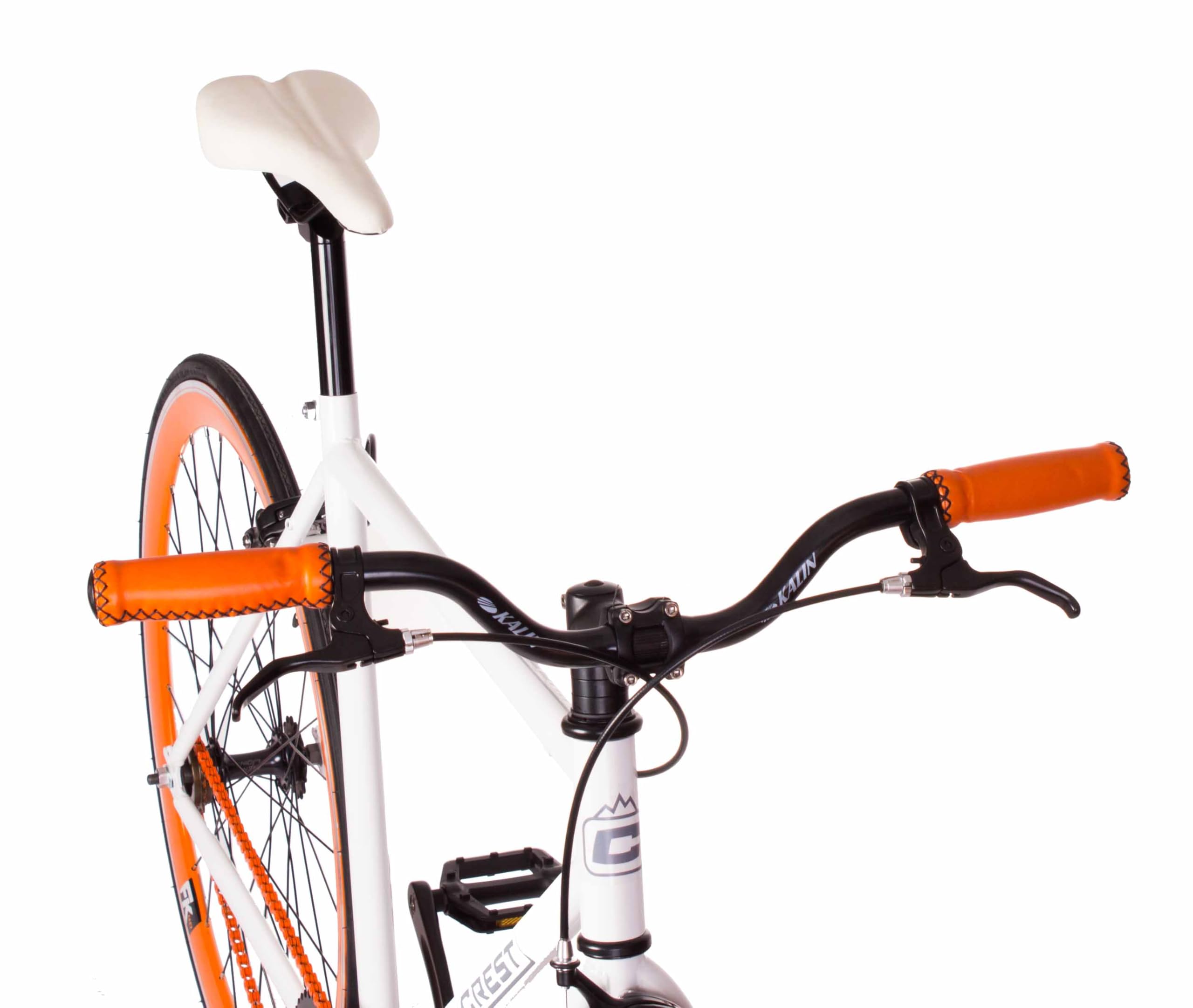 Bicicleta Fixie Single Speed Rueda Libre 700c 28", Bici Urbana Carretera Blanca Naranja