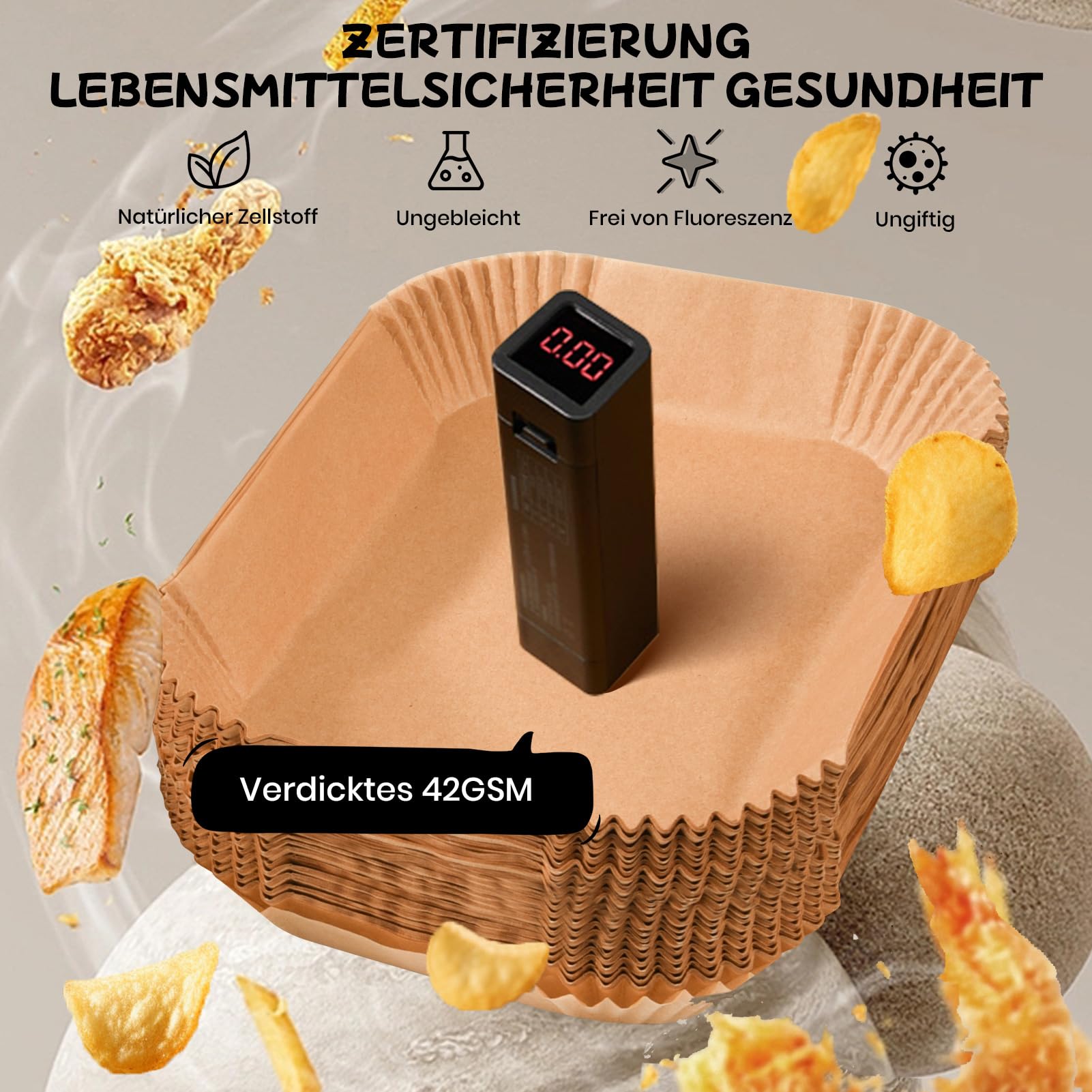 300 Stück Backpapier für Heißluftfritteuse mit Doppelkammer, 20,5x14CM Airfryer Backpapier für Ninja Dual Zone/Double Stack, kompatibel Ninja AF300EU, AF400EU, AF400EUCP Anderen Dual Zone Air Fryer