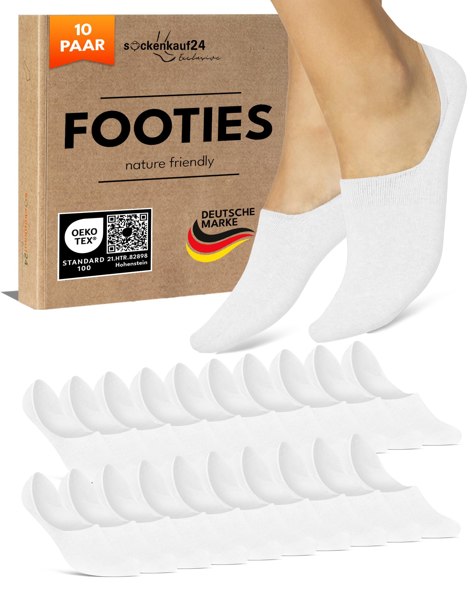 sockenkauf24 10 Paar Füßlinge Damen Herren Unsichtbare Sneaker Socken Atmungsaktiv Baumwolle