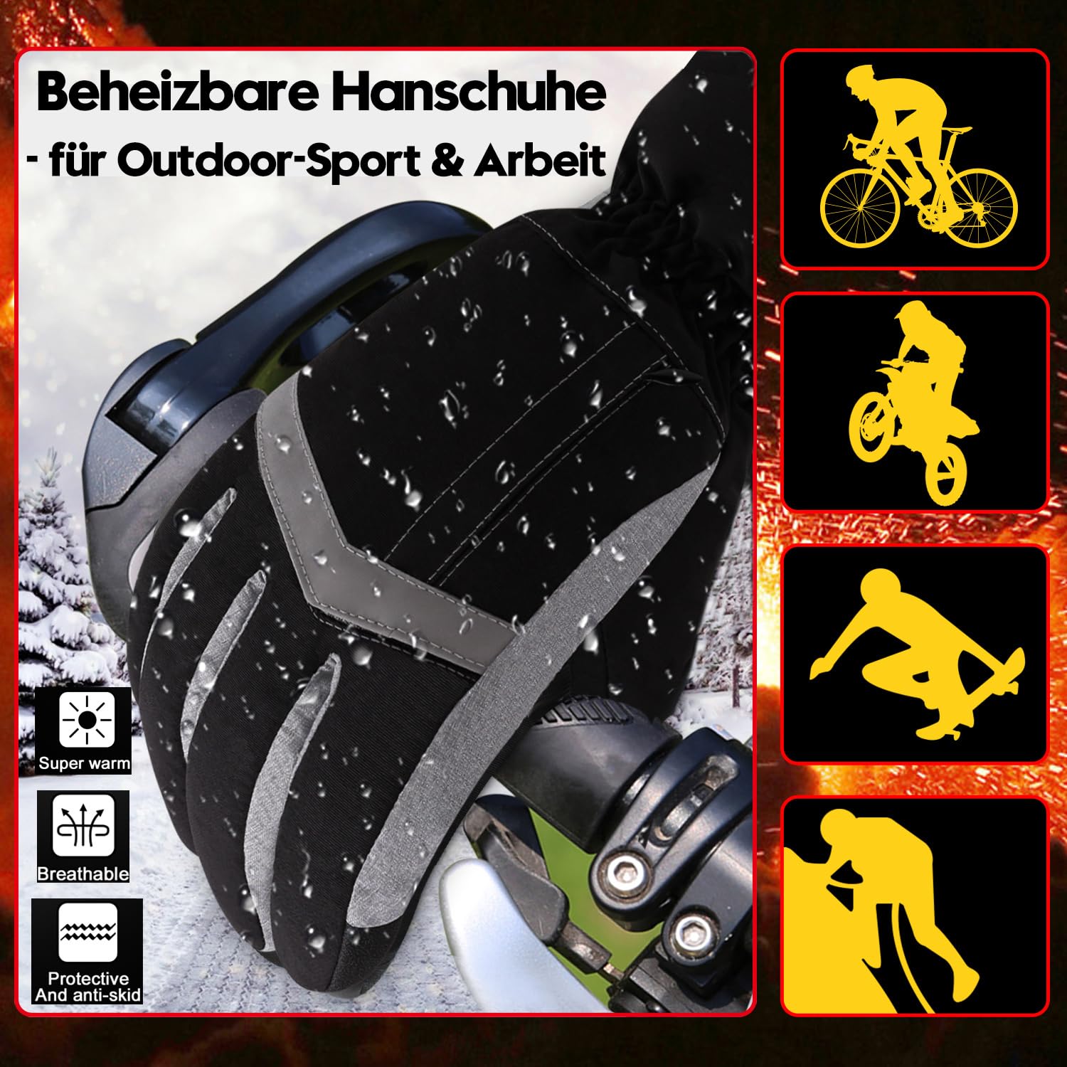 Svpro Guantes calefactables USB para hombres y mujeres, con calefacción por batería recargable, guantes cálidos eléctricos, resistentes al viento e impermeables, pantalla táctil para esquí, senderismo
