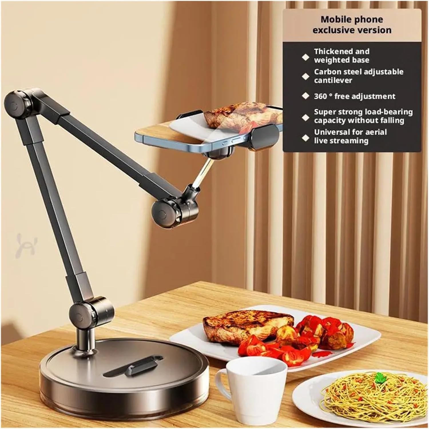 Adjustable Phone Stand for Tablet Multifunction Metal Extendable Lazy Bedside Desktop Live Foldable Headrest(General)