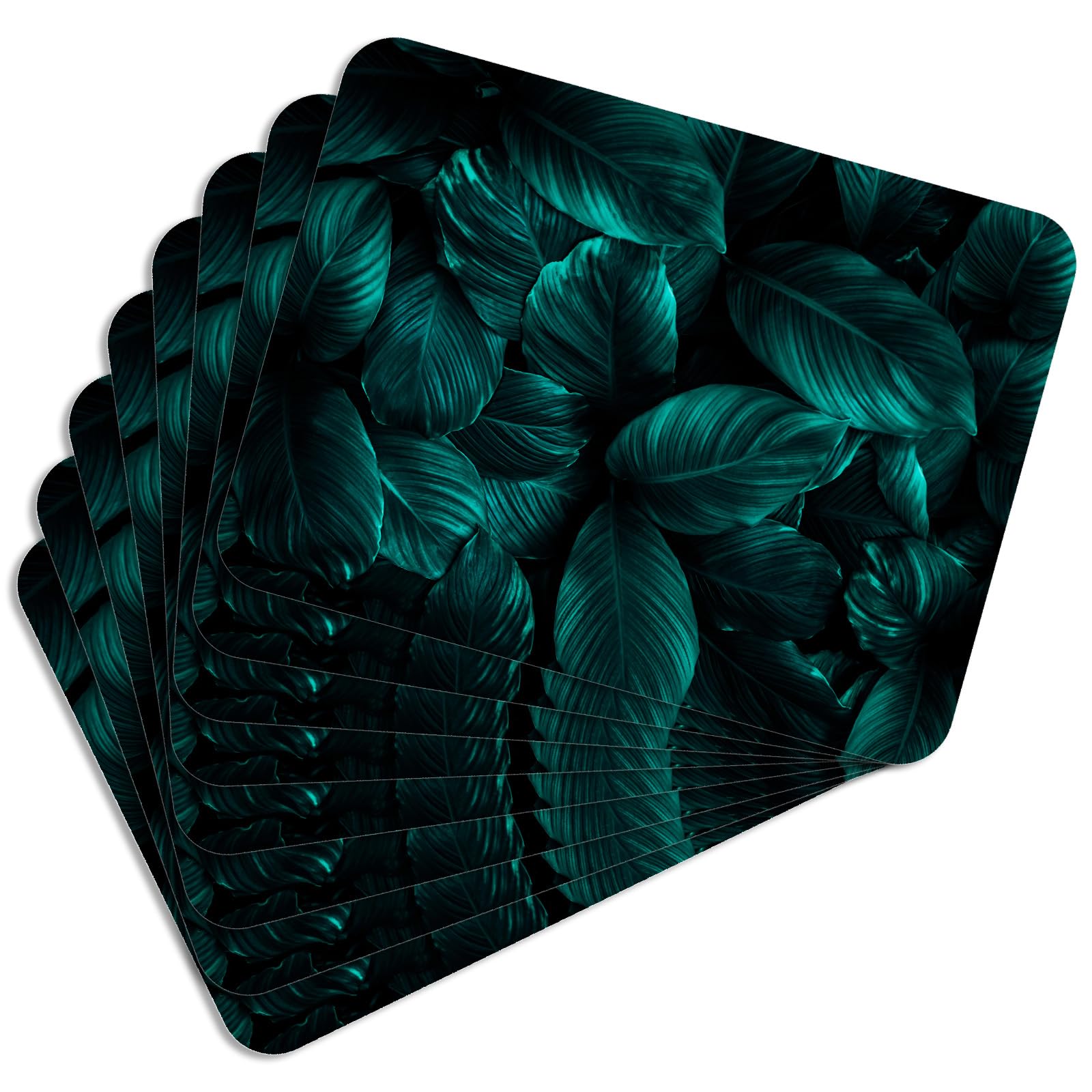 MG Design Set de 8 manteles Individuales de Corcho para Plato – Leaves 2 – 30 × 40 cm – Resistentes al Calor y fáciles de Limpiar