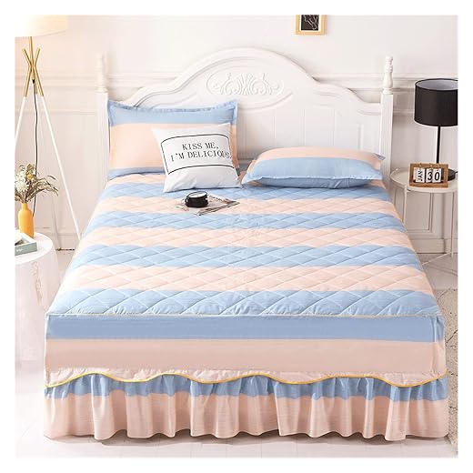 Home Bed Skirt Comfortable Mattress Cover Decorative Ruffled Non-Slip Bedsheet Breathable Bedspread (Color : A, Size : 180x200cm Code)