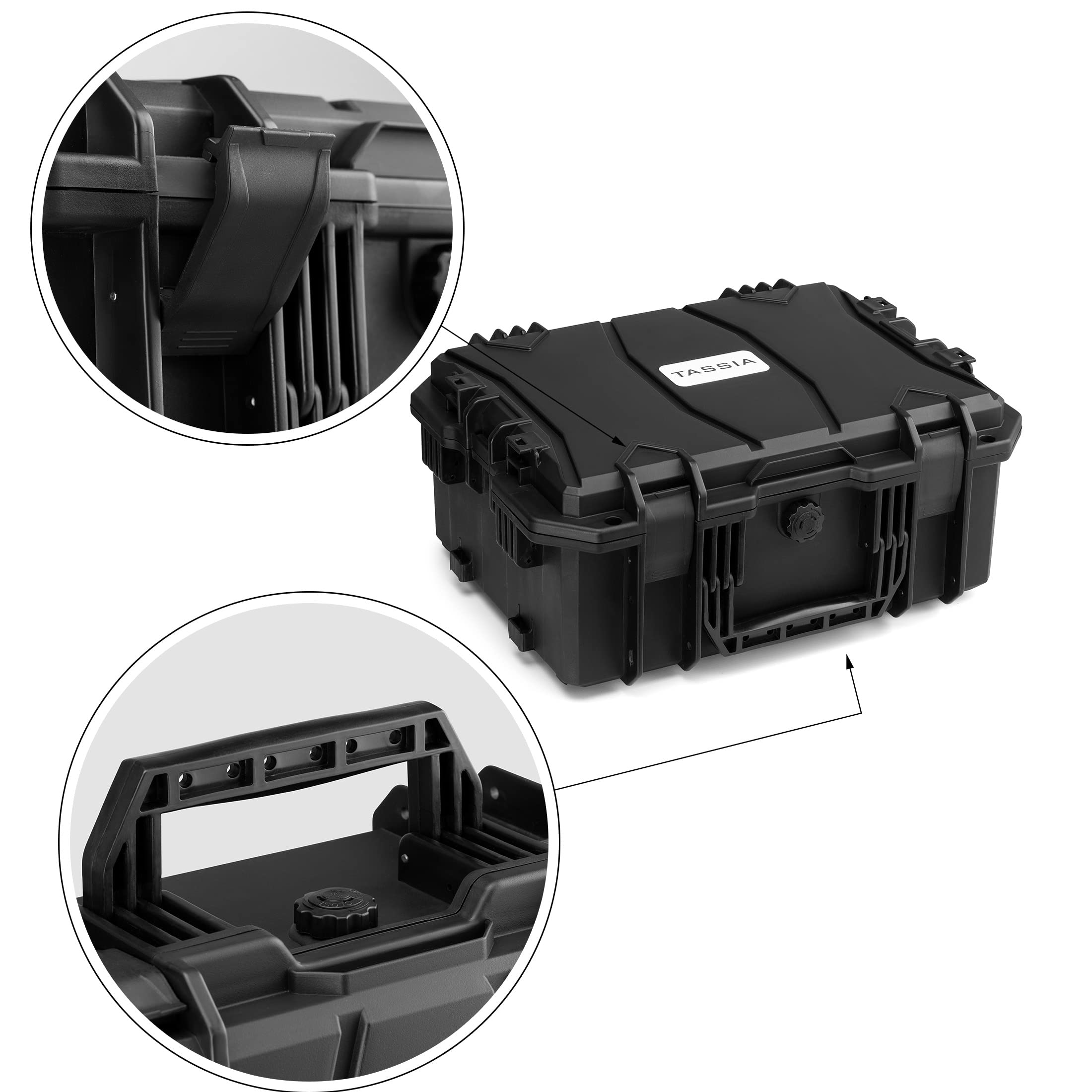 Fotokoffer Outdoor Case mit Rasterschaumstoff-Einlage Wasserdicht - Kamerakoffer Hardcase Stoßfest zum Schutz für Kamera, Objektiv und Geräte - Pistolenkoffer vielseitig anwendbar - Koffer