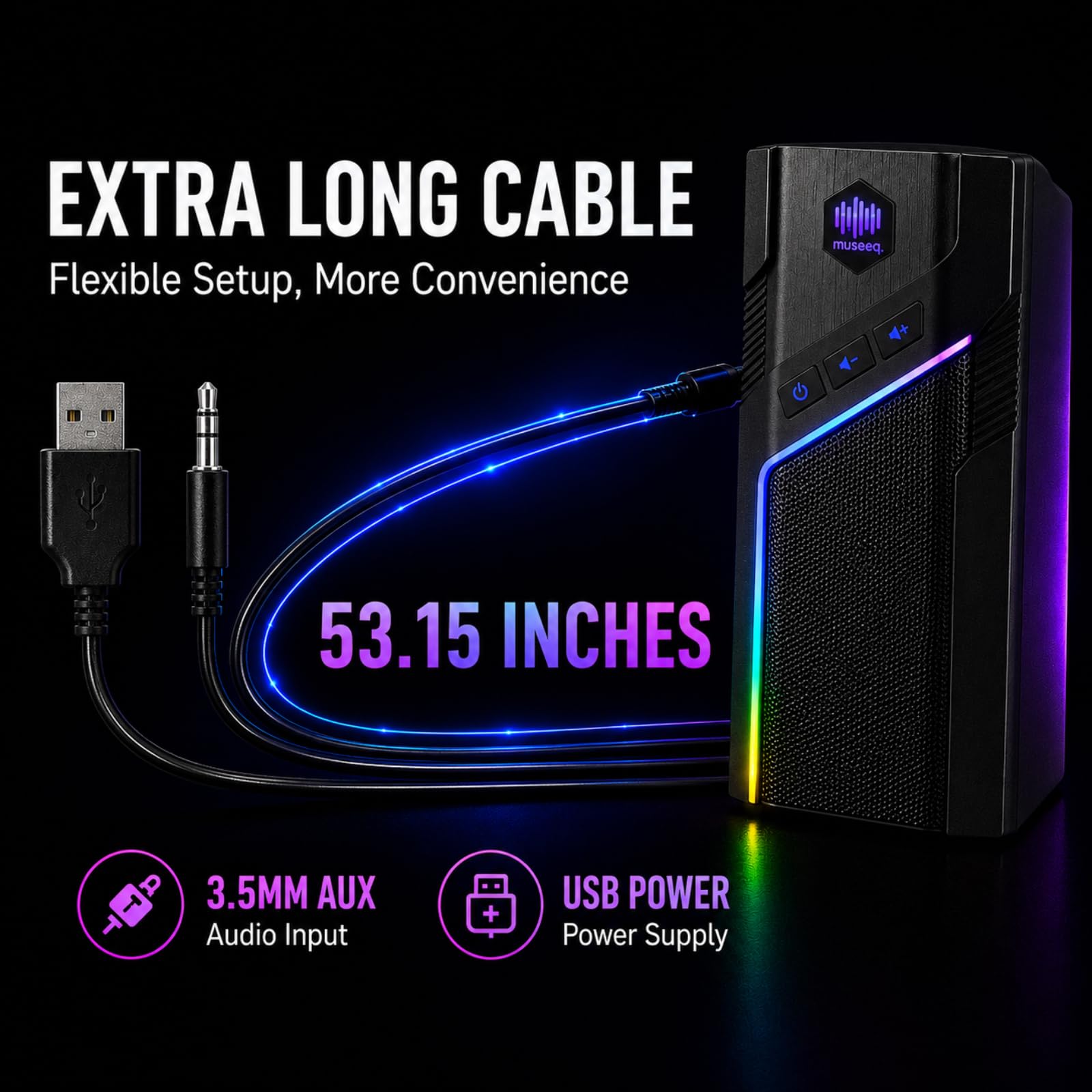 W-206RE Altoparlanti per PC desktop, luci RGB Bluetooth | 21 modalità RGB, suono stereo chiaro, Bluetooth, alimentazione USB, AUX da 3,5 mm e controllo touch per monitor