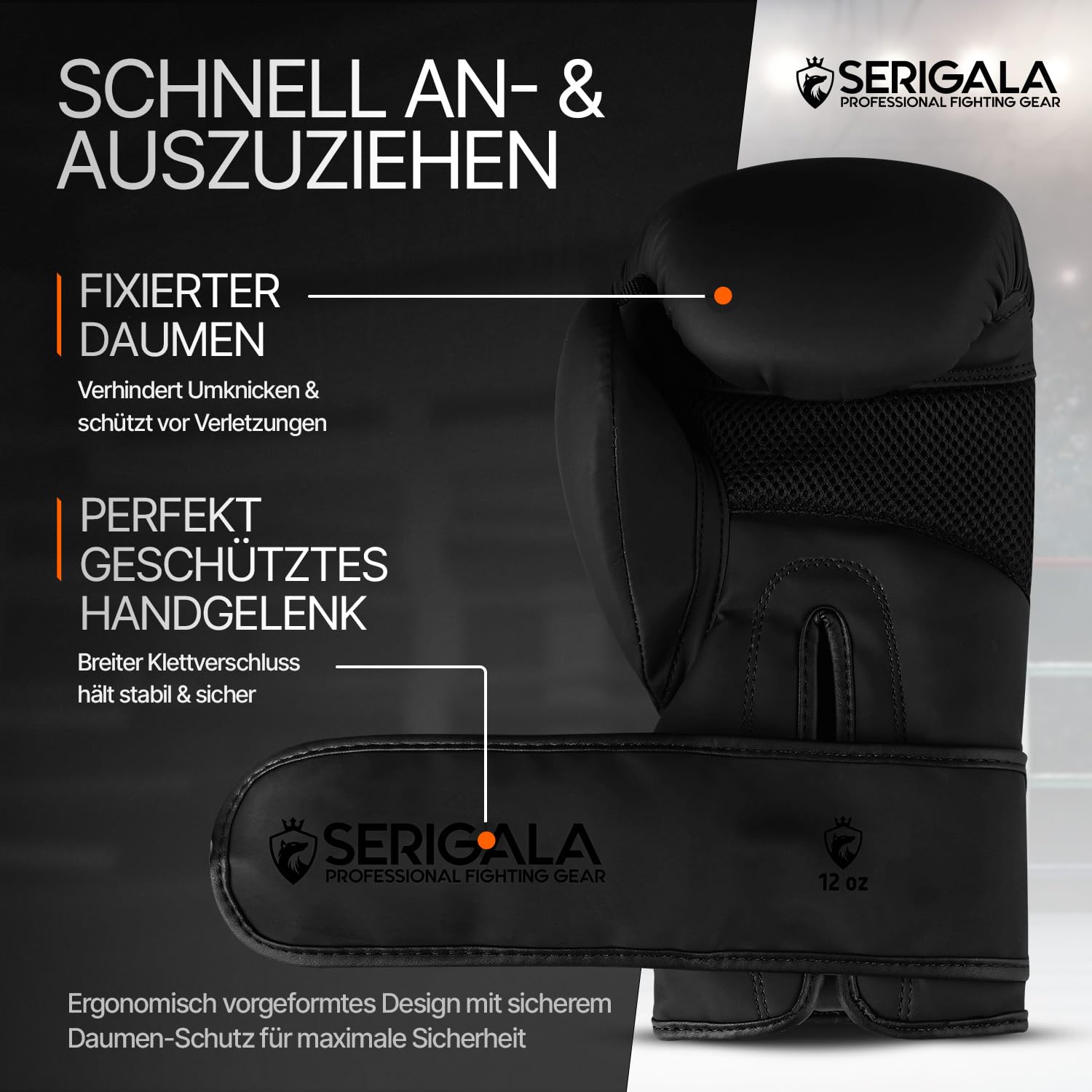 Serigala Boxhandschuhe mit idealer Stabilität und Schlagkraft - Punching Handschuhe für Boxen, MMA, Muay Thai, Boxsack Training und Sparring - Inklusive Tasche