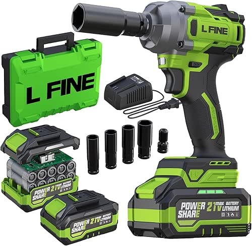 L FINE Cordless Impact Wrench 1/2 inch, 600N.m (405Ft-lbs) Power
