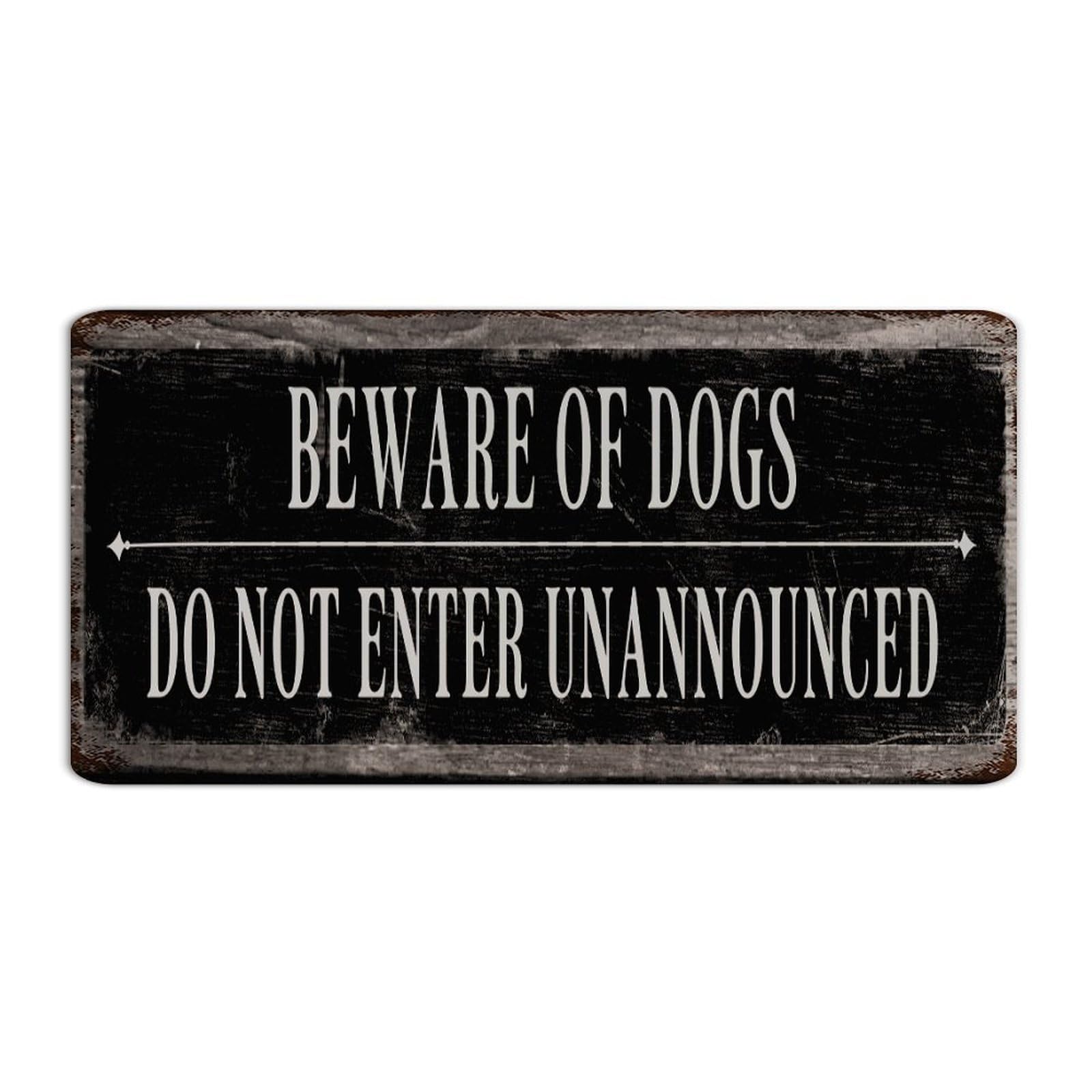 Autravelco Style-4 Beware Of Dogs Do Not Enter Unannounced 6X12 Inch Metal Signs Vintage Dining Room House Indoor Man Cave Decor Aluminum Metal Sign Dog Owner Gift Dog House Tin Signs For Coffee Bar
