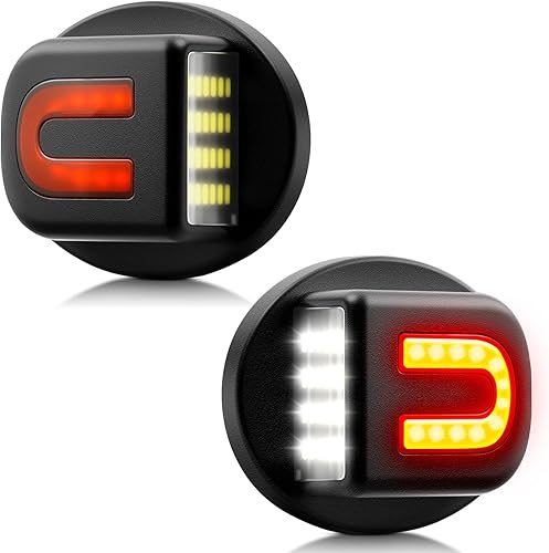 Miniatura 8 de Asgohme Luces LED blancas para placa de matrícula con tubo de neón OLED rojo para parachoques trasero conjunto de lámpara de repuesto compatible con
