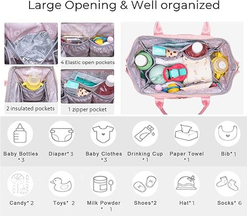 Miniatura 2 de Bolsa de pañales pequeña cruzada, bolsa de bebé pequeña, mochila convertible para mujer (rosa 1)