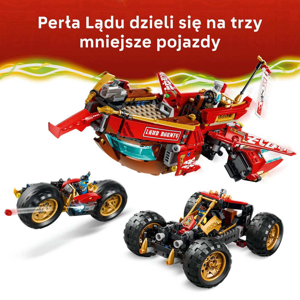 LEGO NINJAGO Perła Lądu 71869 | statek ninja, zestaw klocków, prezent dla chłopca i dziewczynki 9+, przygoda ninja, 1214 elementów