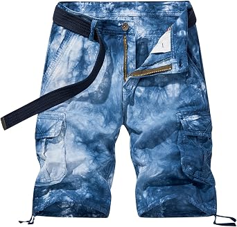 Graphic Shorts for Men Causal Multi Pocket Cargo Shorts Regular Fit Print Tooling Shorts Outdoor Athletic Shorts