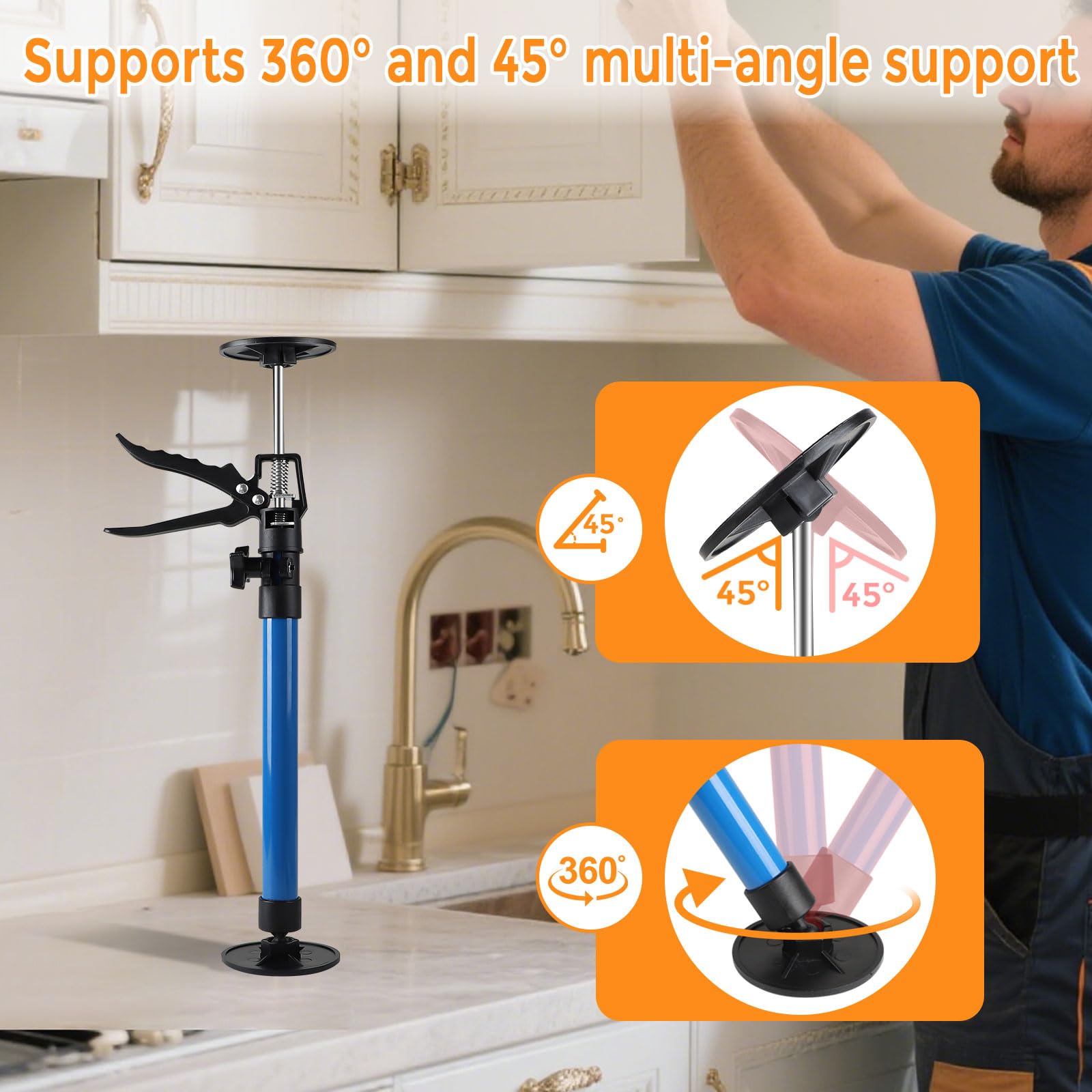 3 Piezas Puntal Telescopico, Puntales Extensibles Techo, Soporte Telescópico, Puntal Expansión, Capacidad de peso 40KG, Estiramiento 30-59 cm, para Apoyar Marcos de Puertas, Armarios