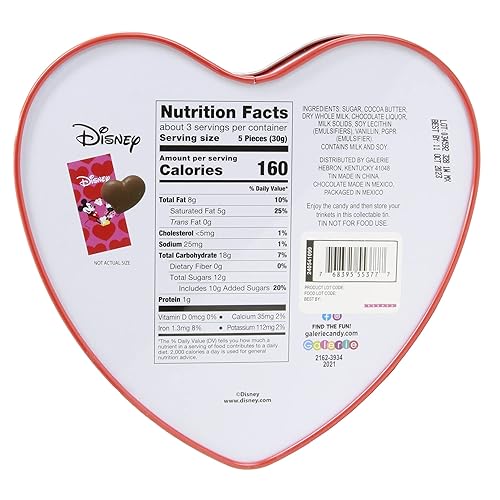 Miniatura 3 de Minnie - Lata en forma de corazón con dulces de chocolate con leche relleno de cesta de regalo de San Valentín regalo para seres queridos y más 338
