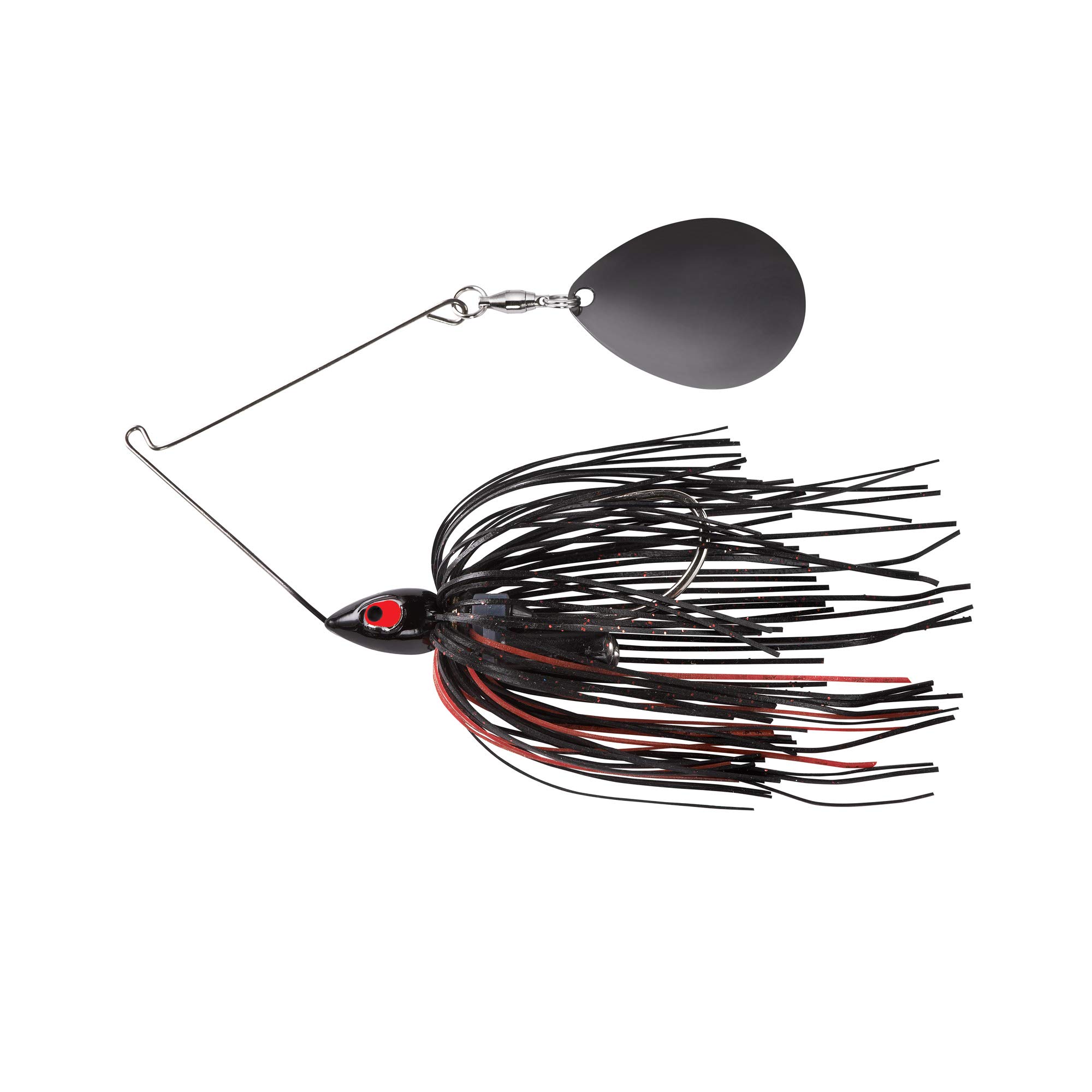 War Eagle Custom Lures Night Time Painted Head Single Colorado, Black Nickel Spinnerbait Black Red Skirt 1/2 oz.