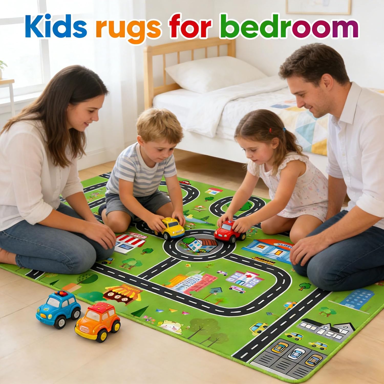 Kids car Rug Play mat,Play Carpet for Kid playroom,Playmat Rugs City Life Great for Playing with Cars Toys,Children's Area Rug with Rubber Backing,Have Fun Throw Game Rugs for Bedroom Living Room