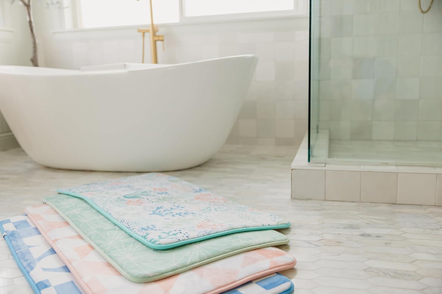 Copper Pearl Memory Foam Bath Mat - Cute Bath Mat and Bath Kneeling Pad for Bathing Baby - Plush Top Layer - 40"x20" - Comfortable Kneeling Pad for Bathing Baby - Cora