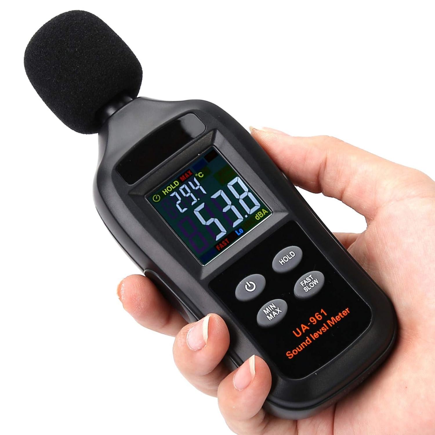 Oumefar Digital Noise Tester Sound Meter Data Hold Function Decibel Meter Handheld for Frequency Analyzer Range 35dB to 135dB
