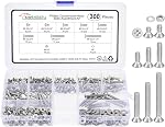 METALLIXITY Phillips Countersunk Ensemble d'assortiment pour écrous à boulon (#10-24) 170Pcs, Kit à vis en acier inoxydable à tête plate avec rondelles plates - pour Fasten en métal intérieur, Argent