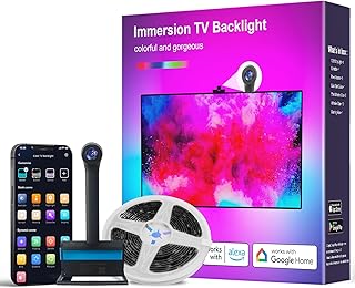 Smart TV LED Backlight with Camera, 12.5ft LED Strip Lights for TV 55-65 inch, TV Backlight Sync to Screen& Music, Color Changing Lights for TV Work with Alexa & Google Assistant, App Control