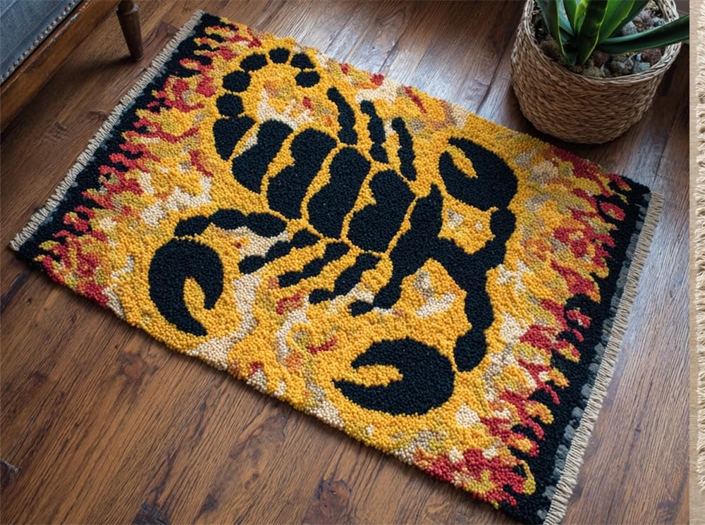 FWRTYCB Latch Hook Rug Kit Scorpion 20X15Inch Carpet Making Kit