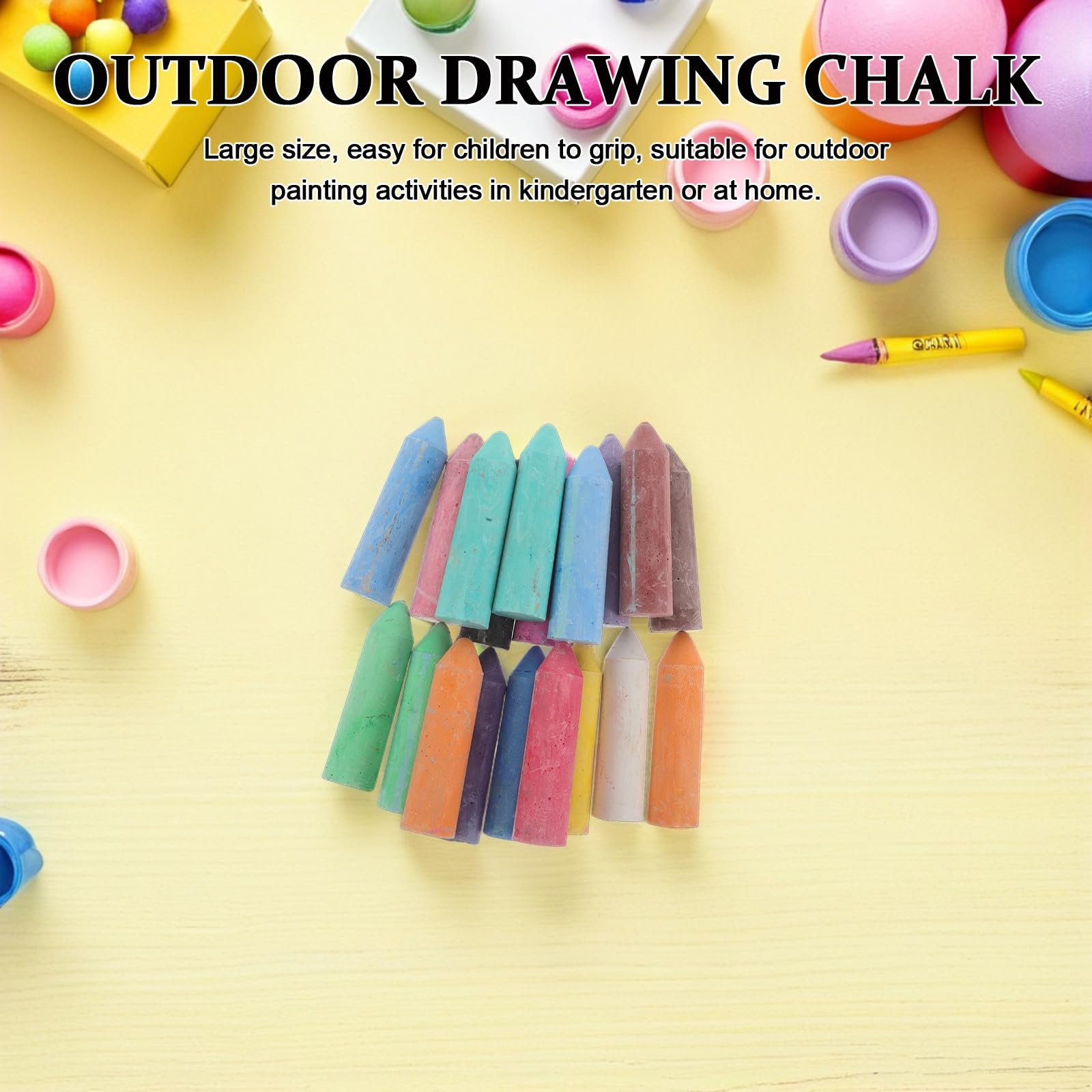 BESPORTBLE Lot de 20 craies lavables pour trottoir : craies pour allée pour enfants – Crayons de couleur sans poussière pour l'extérieur, l'école à domicile, l'allée et l'aire