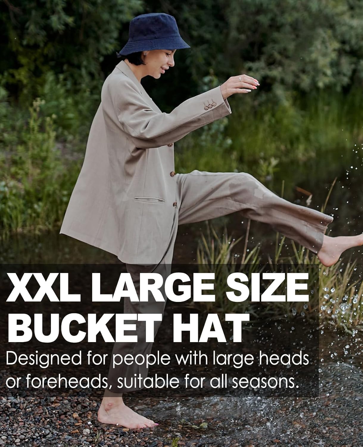 Oversize XXL Bucket Hat, Extra Large Unisex Reversible Cotton Bucket Hats, Double Side Wear Fishing Hat Summer Sun Hat - Image 6