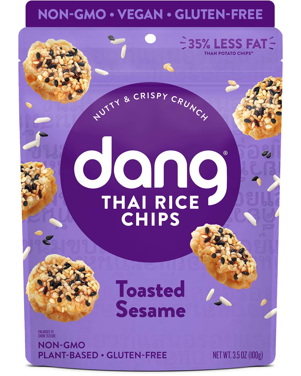 Dang Thai Rice Chips | Gluten Free, Soy Free & Preservative Free Rice Crisps, Healthy Snacks Made with Whole Foods (Toasted Sesame, 3.5 Ounce (Pack of 6))
