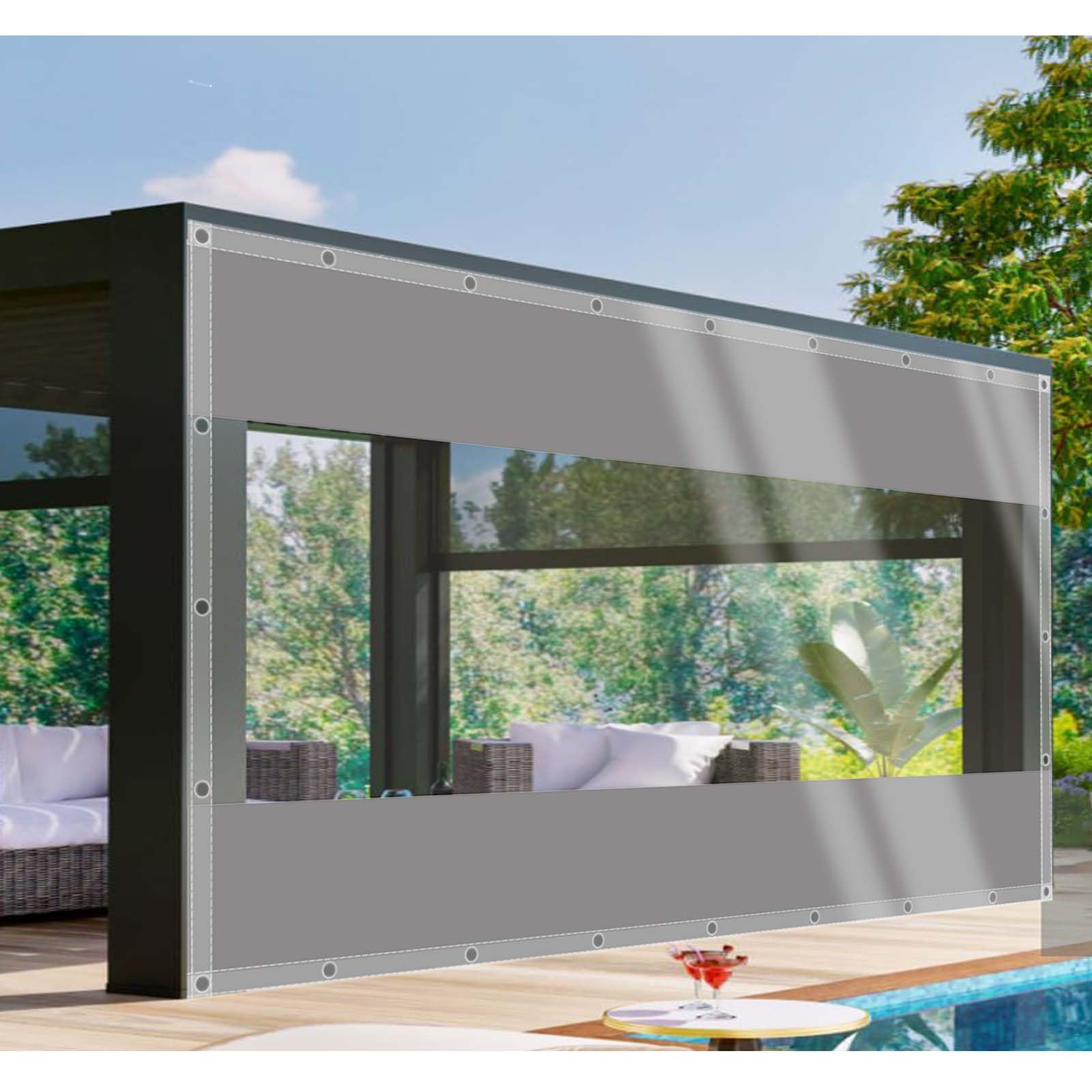 Telone Trasparente 0,5mm 2,5 x 3m Impermeabile Con Occhielli | PVC 0,5mm, Antigelo, Antipioggia, per Balcone, Giardino, Gazebo, Terrazzo, Mobili Esterni,Taglie personalizzate