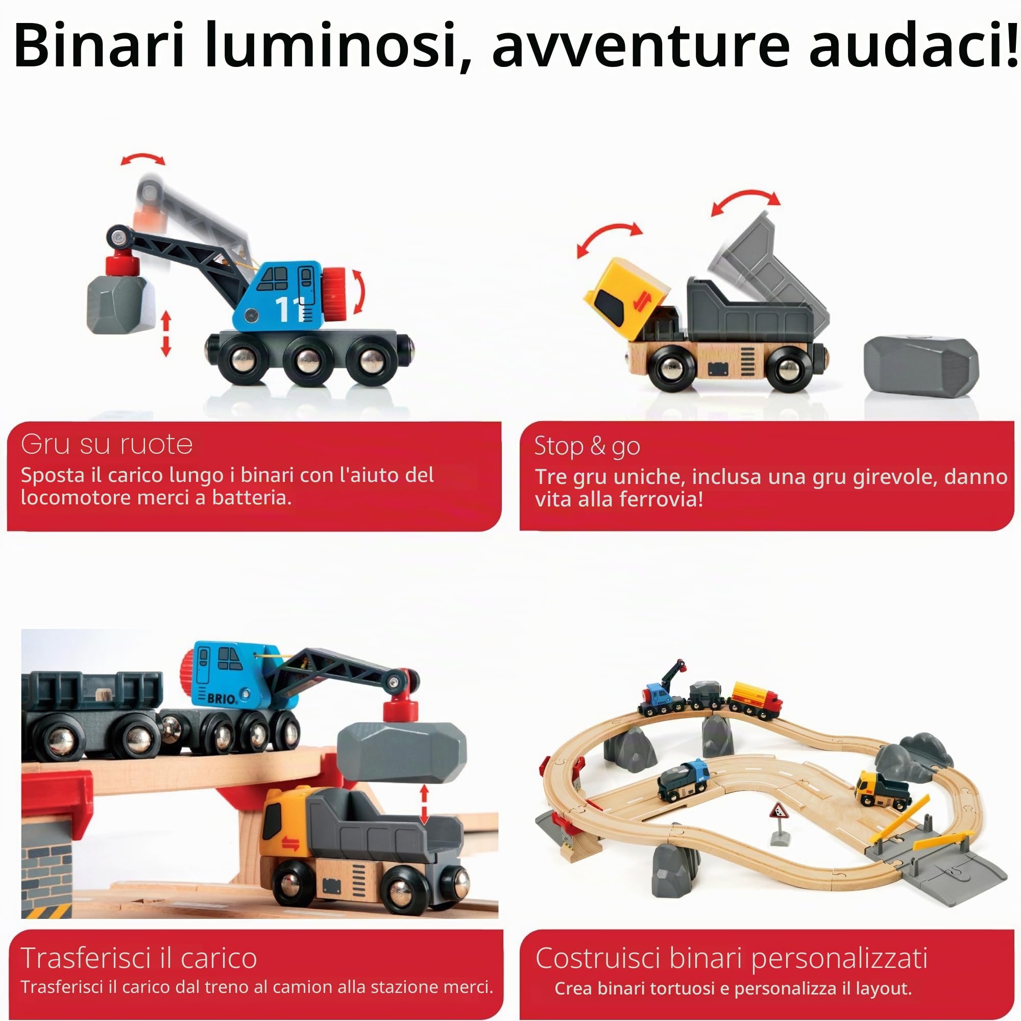 BRIO World - Set Cava Ferrovia e Strada, Set Costruzioni Trenino in Legno, Giocattolo per Bambino e Bambina 3+ Anni