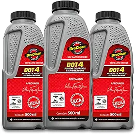 Kit 3 Fluido de Freio DOT 4 500ml BraClean para Sistemas de Freio Hidráulico Automotivo