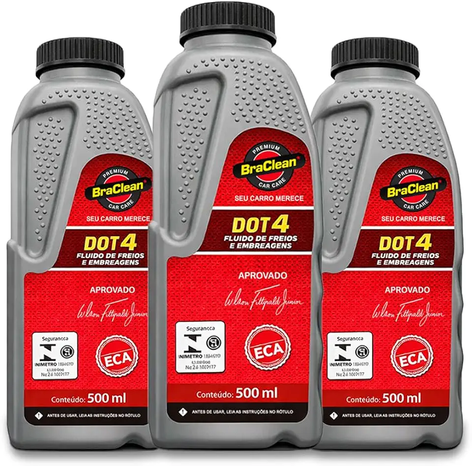 Kit 3 Fluido de Freio DOT 4 500ml BraClean para Sistemas de Freio Hidráulico Automotivo