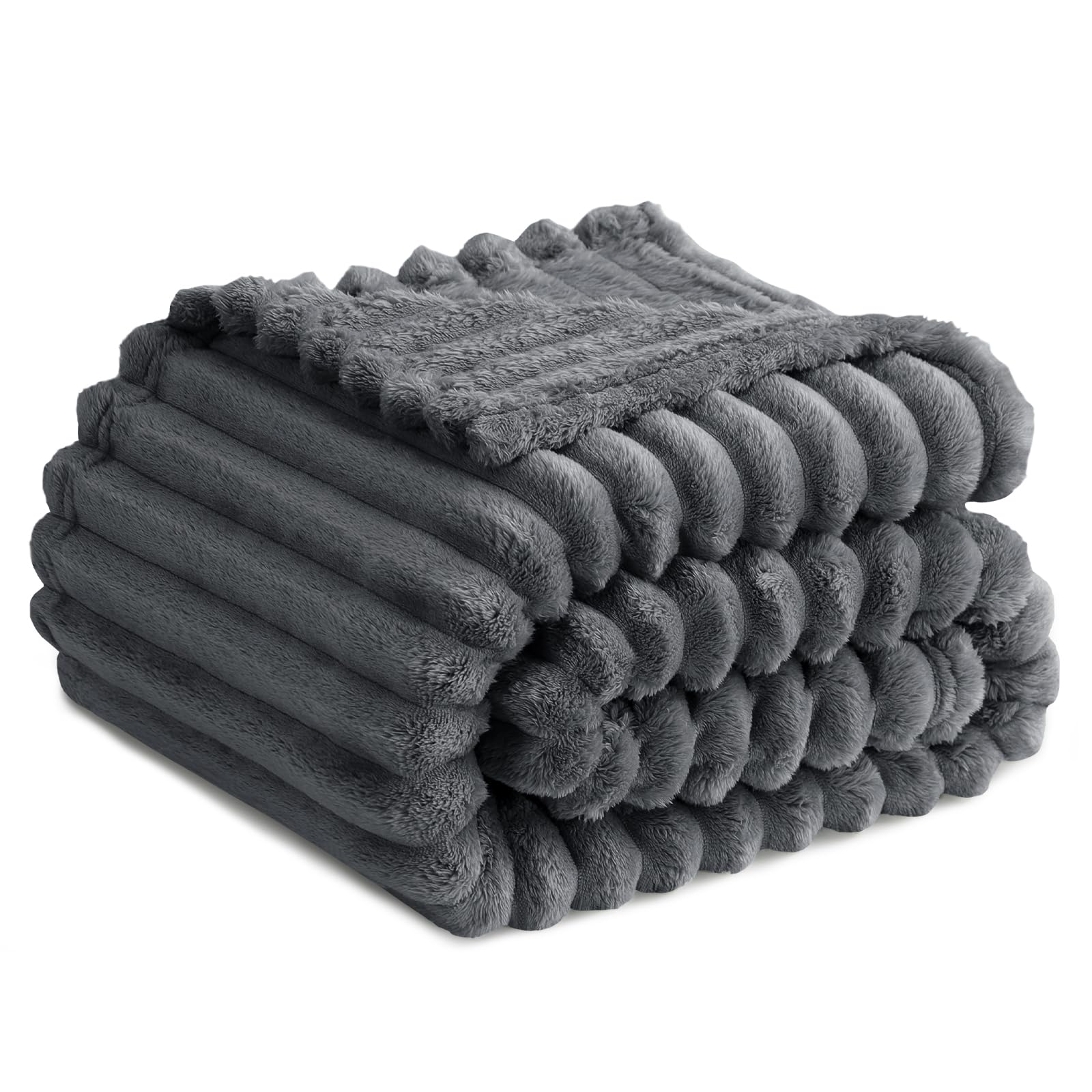 RUIKASI Kuscheldecke Flauschig Decke Grau - 130x150cm Fleecedecke Sofadecke Couchdecke für Wohnzimmer Deko Tagesdecke Blanket, Weiche Wolldecke Warme Korddecke als Wohn- & Kuscheldecken