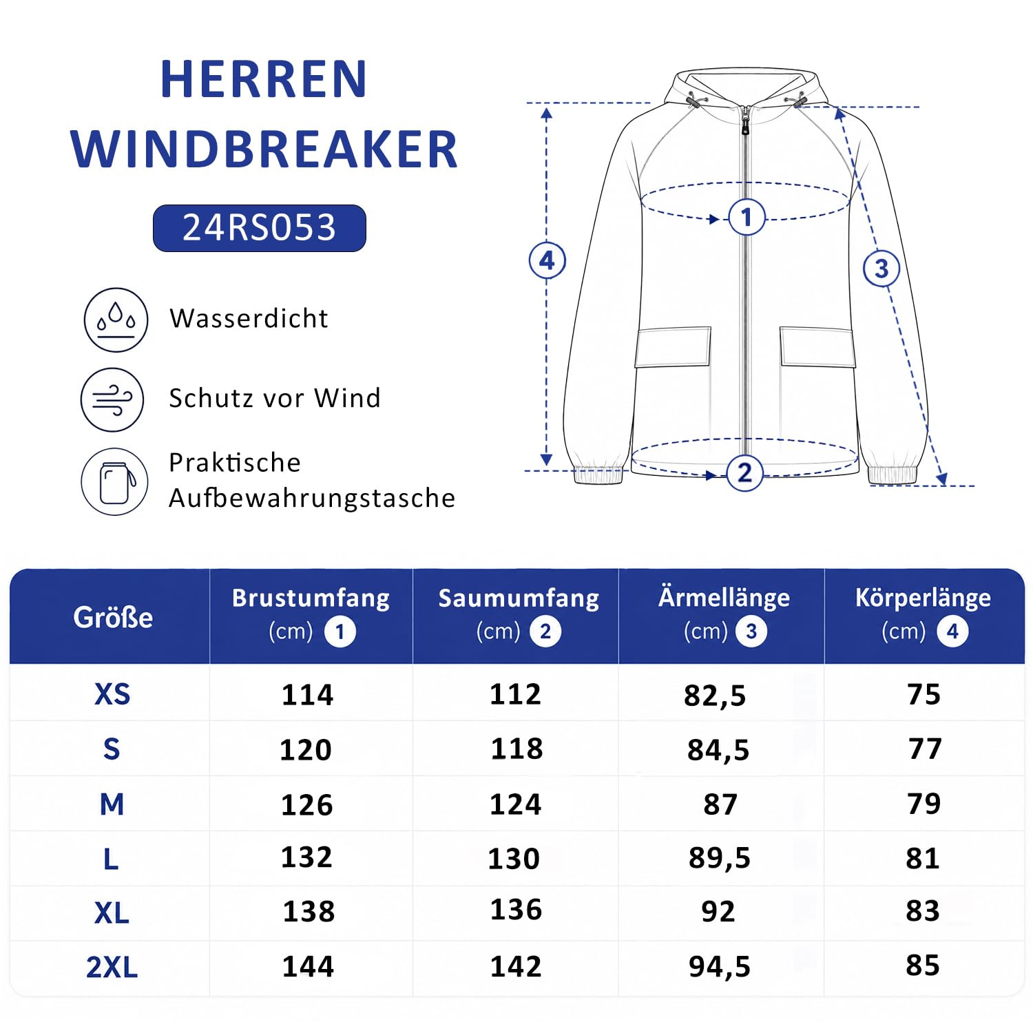 Reichstadt Chaqueta Impermeable Hombre Cortaviento Capucha Ligera Plegable | 100% impermeable, tejido transpirable, ligera, bolsa incluida, exterior, ciclismo, viajes, deporte, paseo y uso diario