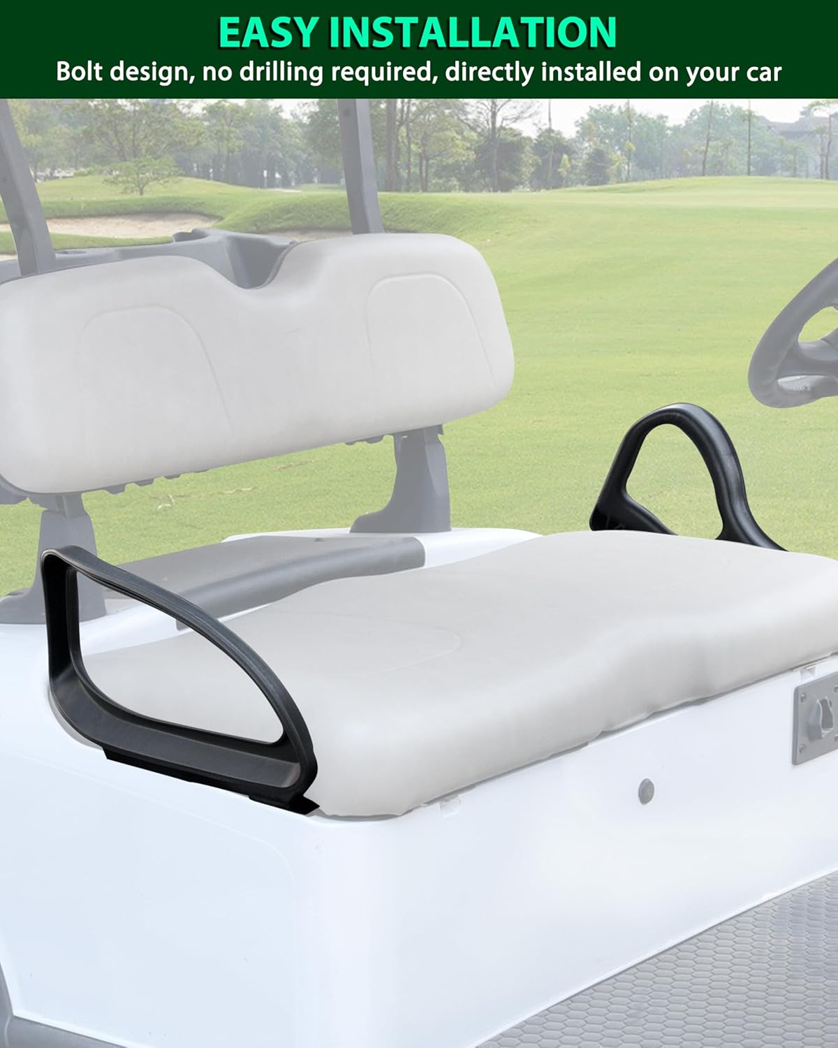 Arm Rest Hip Restraint for EZGO Valor, Black Armrests Pair Driver and Passenger Side Seat Handle with Mounting Screws Compatible with E-Z-GO Valor 2025 Golf Cart Accessories, OEM Style