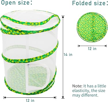 Butterfly Habitat Mesh Cage,12 x 14 Tall Pop-up Breathable Insect Bug Net Cage