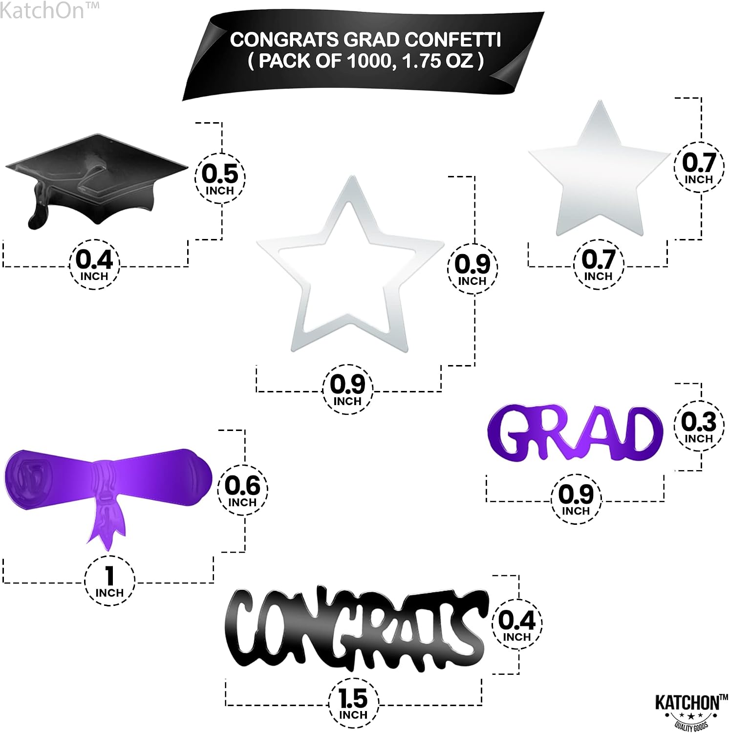 Graduation Decorations 2026 | Purple Congrats Grad Confetti 2026 - Pack of 1000 | Graduation Confetti 2026, 2026 Graduation Table Decorations, 2026 Confetti Graduation, KatchOn