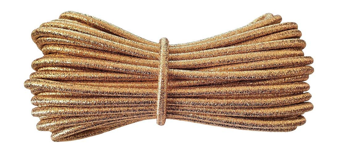 Round Elastic Cord - 5 mm diameter - Metallic Gold - 10 metres