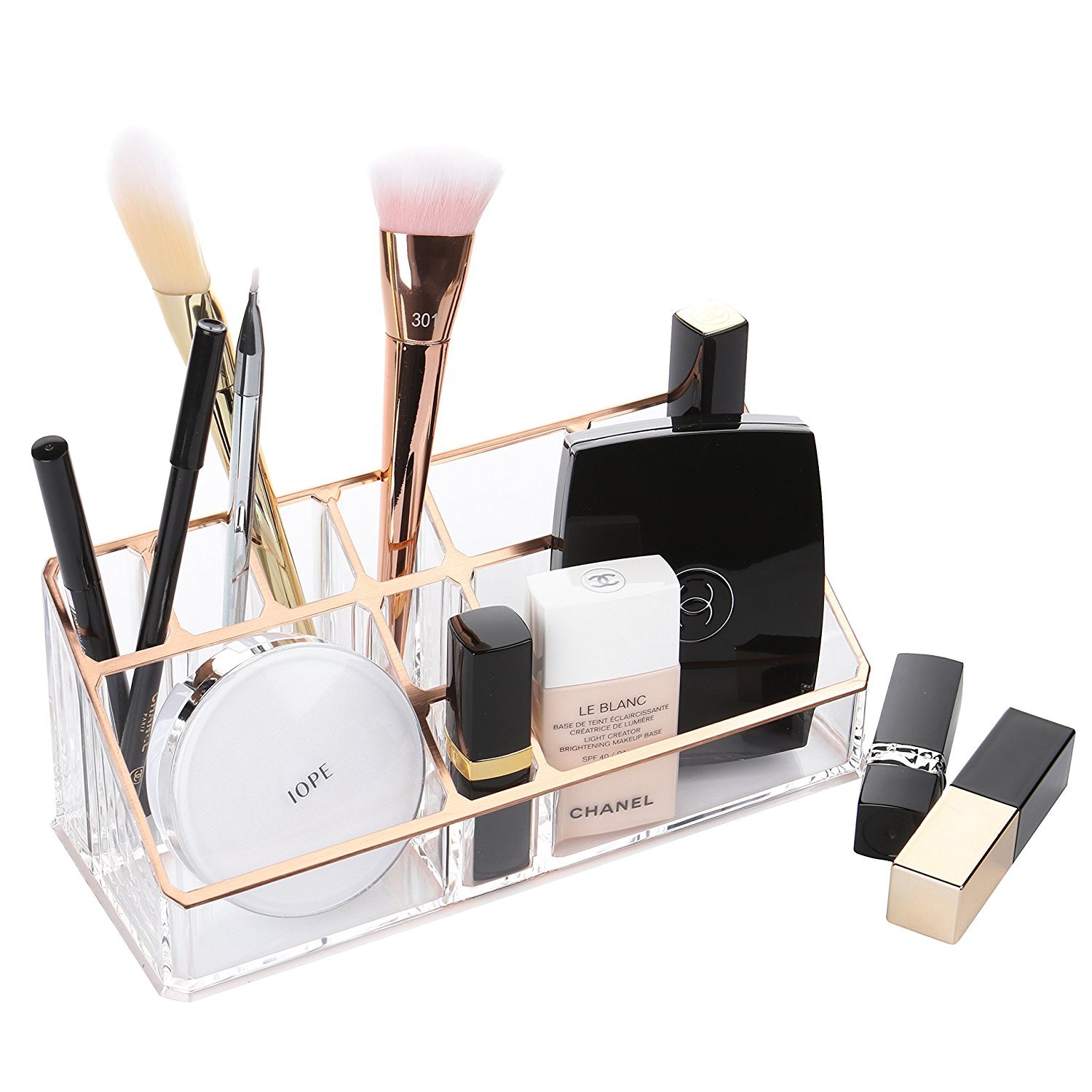 Moosy LifeML02 Makeup Brushes Organizer, Cosmetic Storage for Dresser, Rose Gold