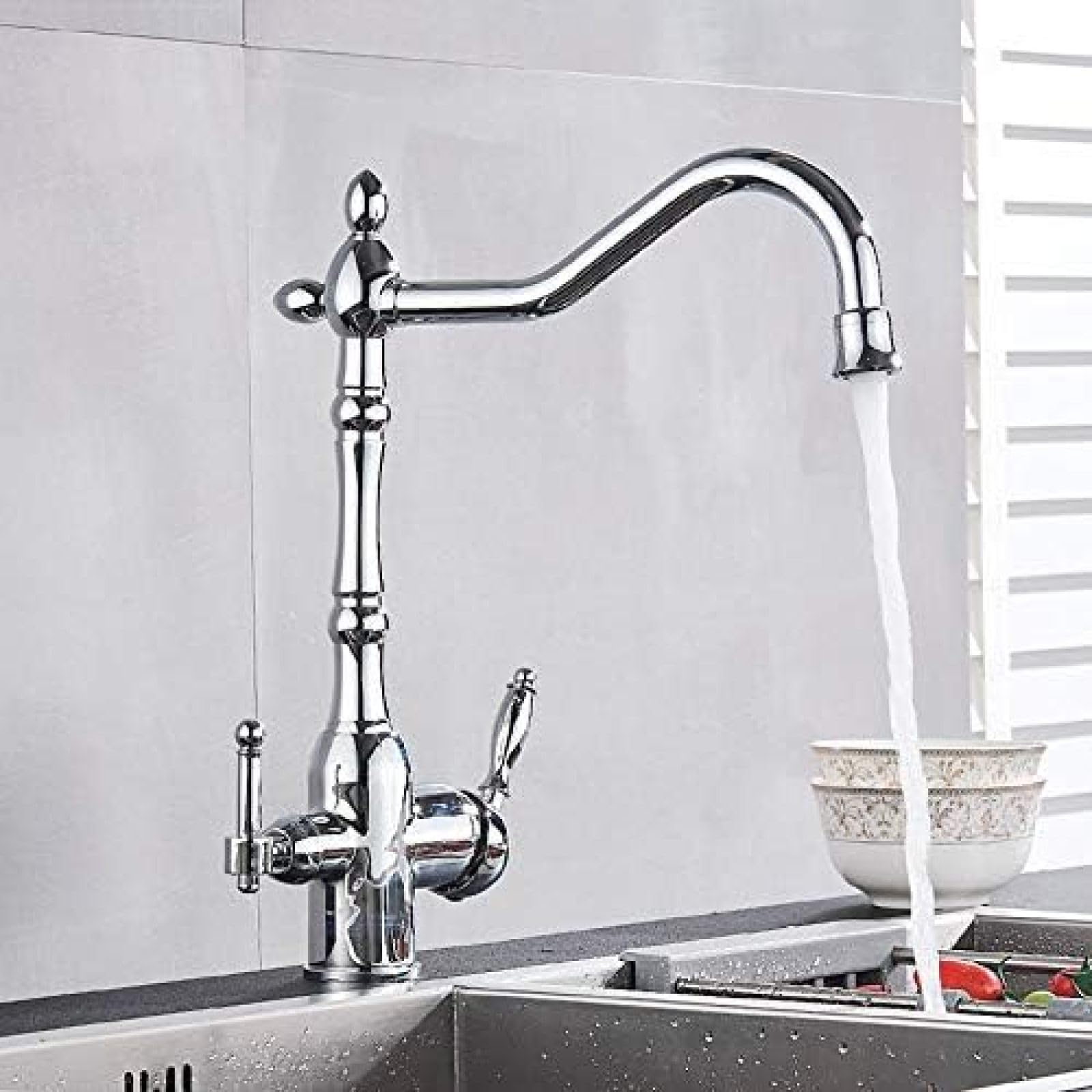BHFPFZA YRYRYW 360° Rotating Kitchen Water Filter Faucet - Dual Spout Mixer Tap for Home Ch & Black Water Purificat System Slish Kitchen Fixture