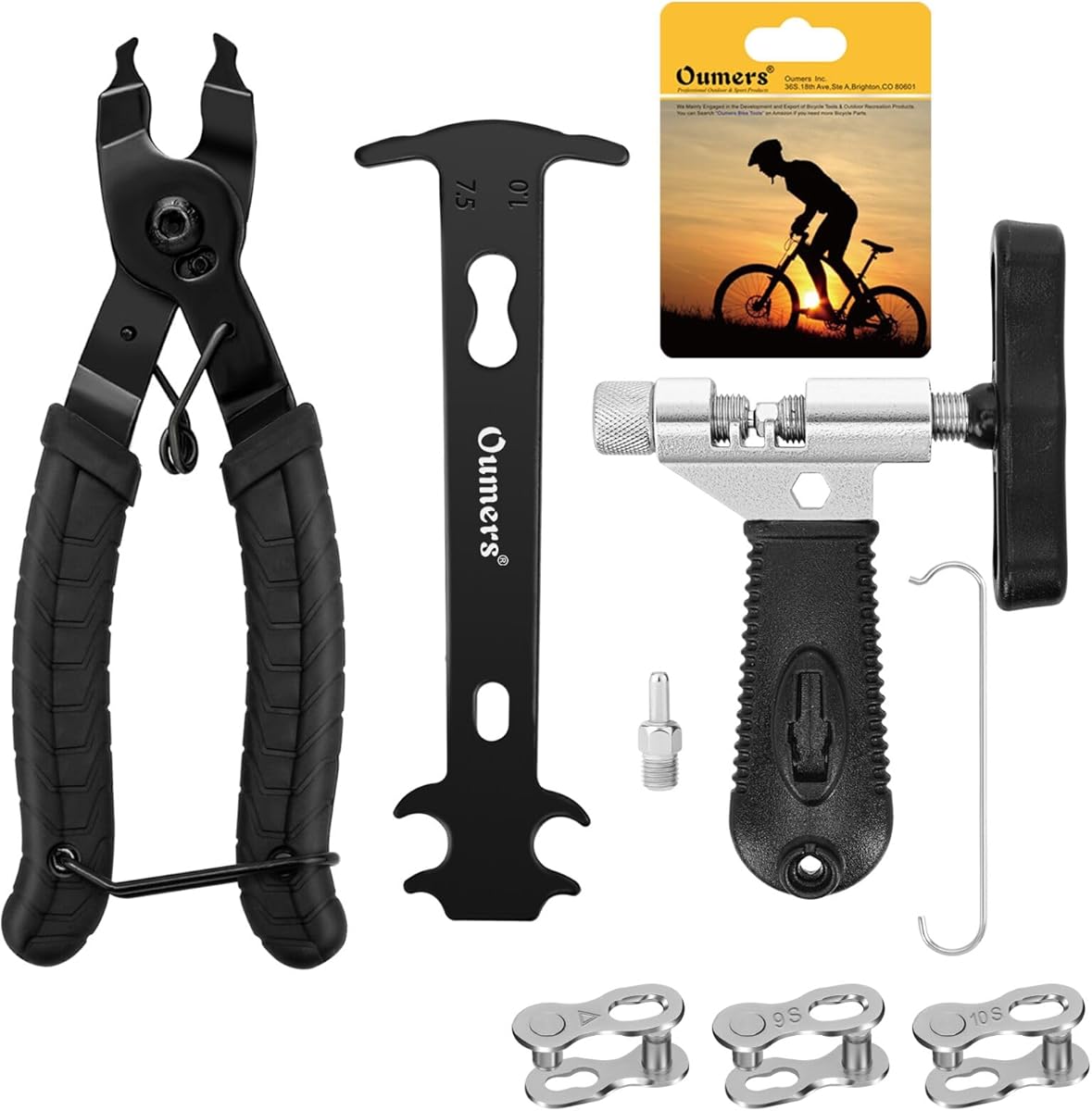 Oumers Bike Chain Repair Tools Set, Bicycle Chain Break Tool, Master Link Pliers, Bike Wear Checker Indicator Opener Closer Remover Pliers