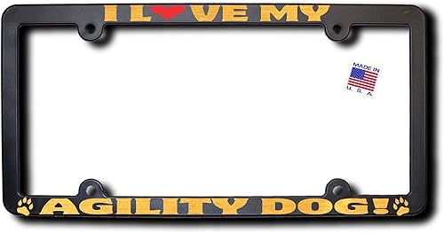 James E. Reid Design I Love My Agility Dog License Frame wMETALLIZED Gold Text