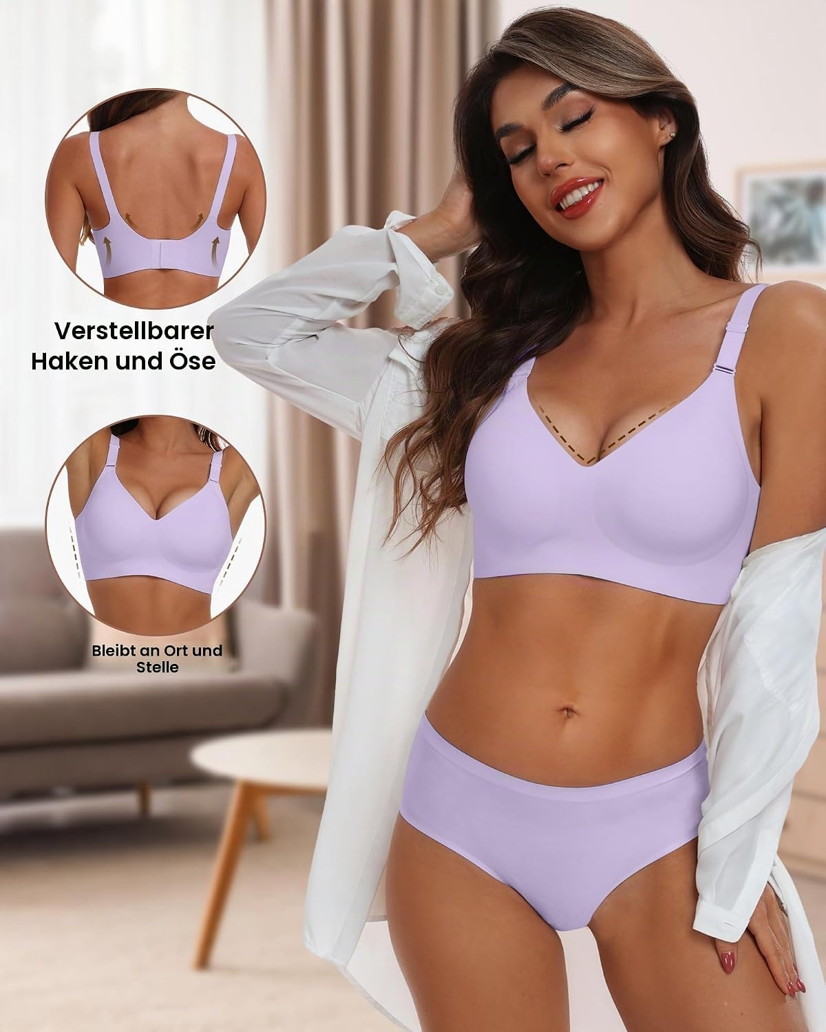 HORISUN Comfortable Seamless Full Coverage Bra for Women, Wireless Bras with Soft Support, Regular and Large Sizes XXL Purple