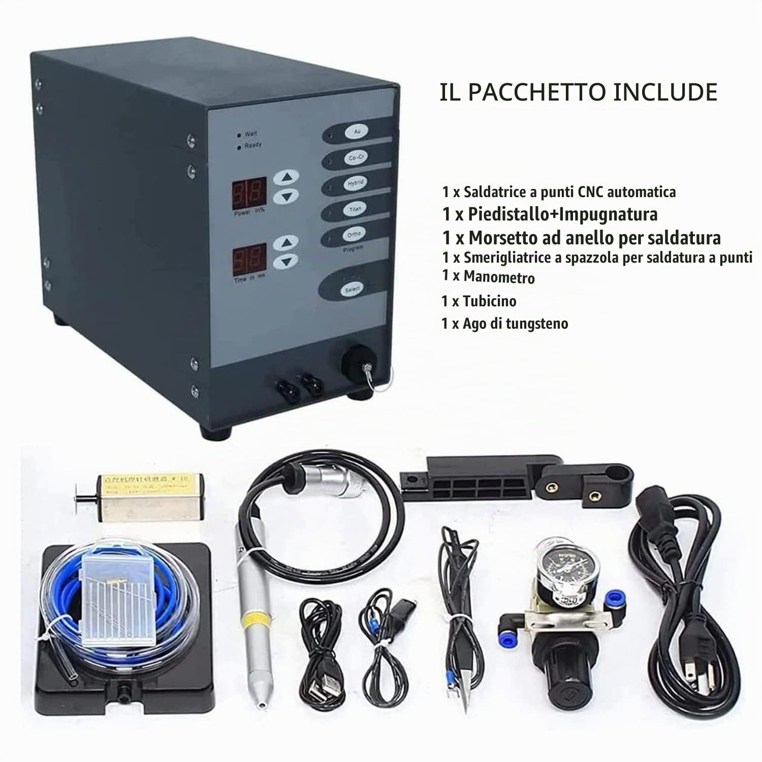 Saldatrice Automatica Ad Arco Ad Argon A Punti CNC, Saldatrice Laser Portatile da 100 W, Kit Saldatore Permanente per Gioielli, Alluminio Dorato Saldabile, Titanio, 50-600 A