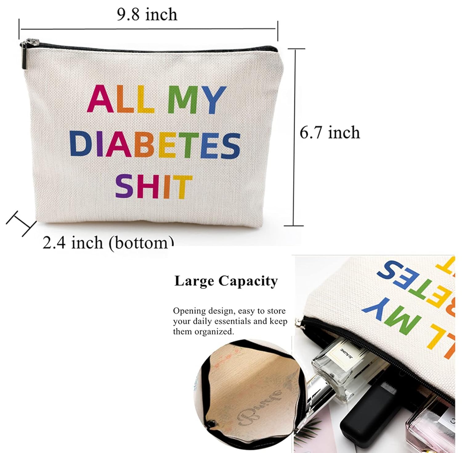 Diabetic Supplies Travel Bag Gifts Sets, All My Diabetes S-hit Funny Diabetes Glucose Meter Case Organizer + Blood Sugar Log Book + 10 Diabetic Alert Stickers for Type 1 Kids Grandpa Grandma Birthday : Health & Household