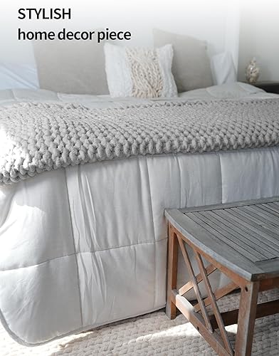 Miniatura 9 de YnM Manta Decorativa Gruesa, Tejida a Mano con Hilo Chenille, Amigable con la Piel, Ventilada y Transpirable, Lavable a Máquina, Pieza Decorativa