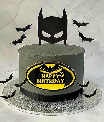 Miniatura 2 de Decoración de pastel de cumpleaños de murciélago de superhéroe, decoración de pastel de cumpleaños para decoración de fiesta de cumpleaños temática