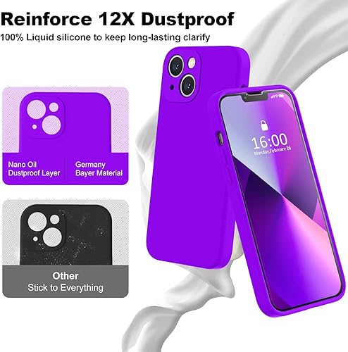 Miniatura 355 de BossKiss Funda compatible con iPhone 14 Pro, silicona mejorada [protección de cámara] [2 protectores de pantalla 9H], forro interior de microfibra