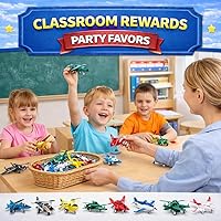 Vista 7 de Liberty Imports Juego de vehículos de juguete de aviones para tirar, paquete variado de helicópteros, bombarderos sigilosos, aviones de combate